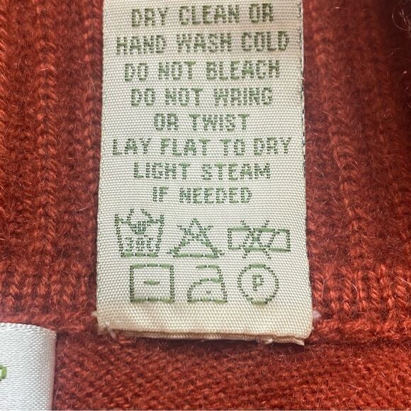 Orvis 100% Cashmere Burnt Orange 3/4 Sleeve Sweater Size Large - Picture 5 of 12